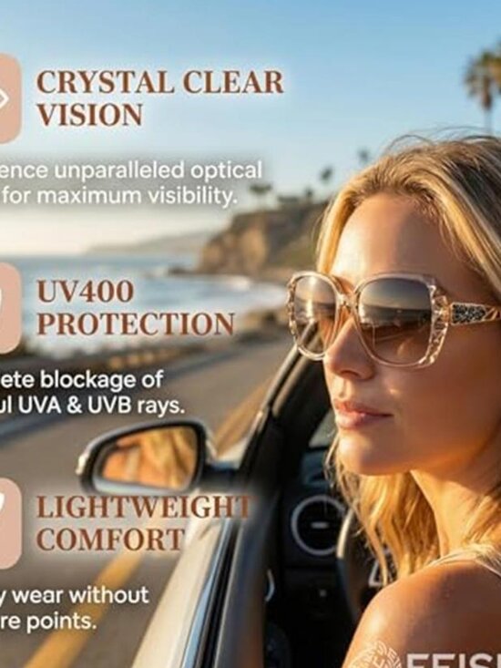Polarized Women Square Sunglasses Sparkling Composite Shiny Frame B2289 main image 5